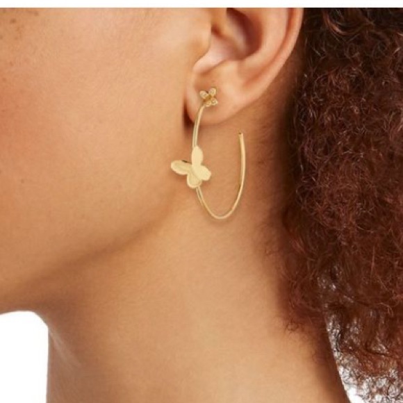 Kate Spade Earrings gold Butterfly 🦋 Hoops with post - Picture 3 of 6